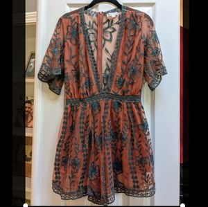 SOLD. Burnt Orange Romper (Brand: Honey Punch)